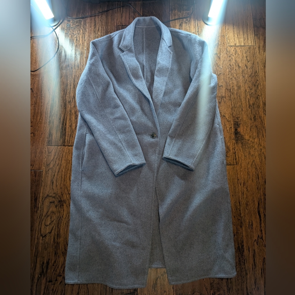 Uniqlo Wool Blend Coat with One Button in Blue